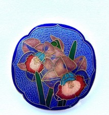 Vtg CHARMANT Belts Beverly Hills Cloisonne Belt Buckle Floral Enamel Iris Gold