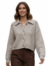 NWT Rare Vintage Eddie Bauer Made in UK Wool Knit Cropped Women Cardigan Size M