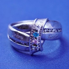 sz 6.25, Sterling 925 silver engagement ring blue pink crystal  Johnny Kaitlin