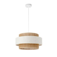 Pendelleuchte Esszimmer Jute Weiß Natur Beige E27 Ø 40 Cm HäNgelampe Wohnzimmer