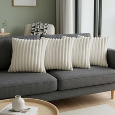 Throw Pillow Covers 18 x 18 set of 4, Cute 18" x 18" Pack of 4 Cream White