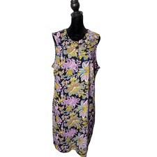 Talbots Henley Cotton Shift Dress Paisley Floral Size XL Petite Preppy Resort