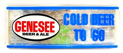 Vintage GENESEE BEER ALE Sign 24'' x 9.25'' Ice COLD BEER TO GO 1980's era