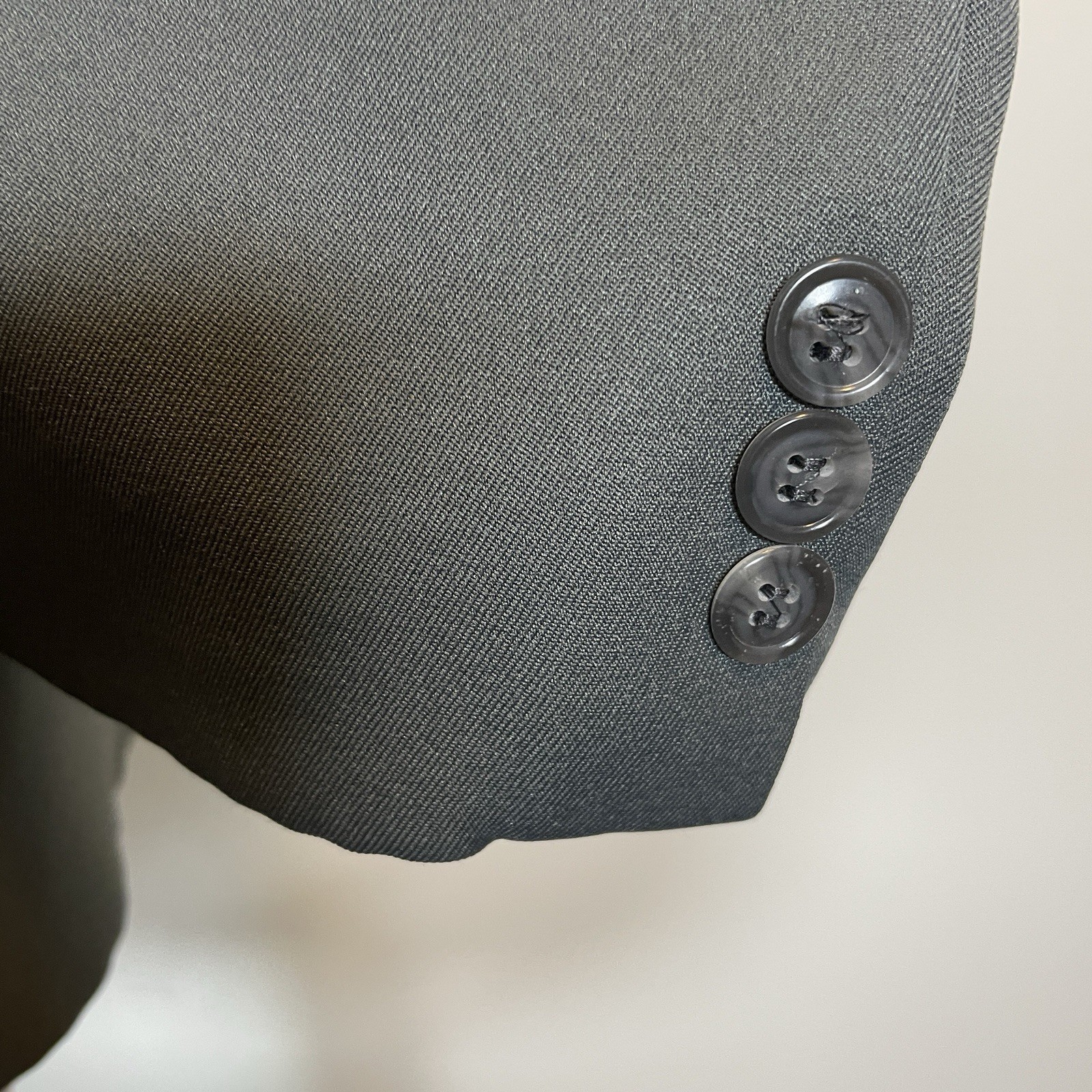 Blazer Jacket Mens 38S Gray Solid Polyester Doubl… - image 4