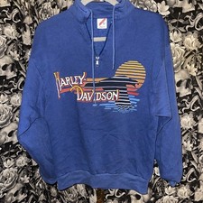 Vintage Harley Davidson Jerzees Partial Zip Pullover Size M 38-40   