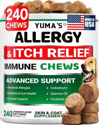 Dog Allergy Relief Chews - 240 Immune Treats - Dog Itching Skin Relief Treatment