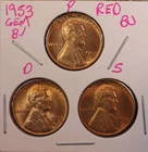 1953 P D S LINCOLN WHEAT CENT PENNY 1C RED GEM BU SET (3 COINS) 531277