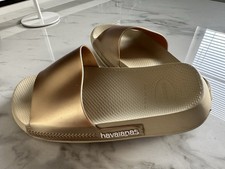Havaianas Metallic Rose Gold Platform Sliders Sandals Size 37/38 Uk 4/5 