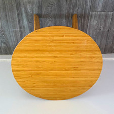 Round Brown Wooden Side Table Light Wood Tone Solid 60x50x60cm Used