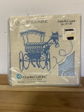 NOP Charles Craft Light Blue 14 Ct Cotton Aida Cross Stitch Fabric 12"x18" USA