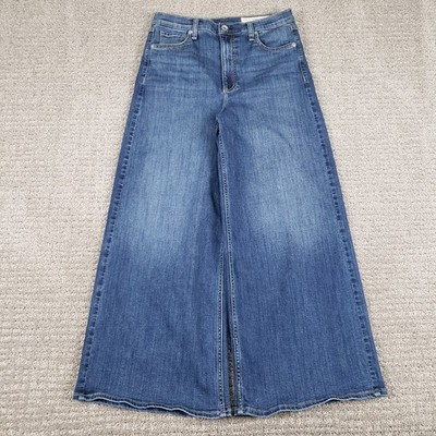 Rag & Bone 28x26 Blue Serena crop High Waist Wide Leg Stretch Denim