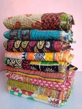 Wholesale Lot 10 PC Throw Blanket Kantha Quilt Indian Vintage Cotton Bedspreads