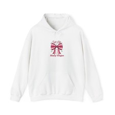 Sharp Tongue Bow Hoodie | coquette ribbon art, pastel humor