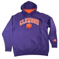 Clemson Tigers Hoodie Pullover Large Stitched Logo Purple E5 Sweatshirt College 
