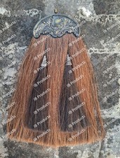 Scottish Horse Hair Piper Kilt Sporran Thistle Cantle Antique Hair Tassels Brown