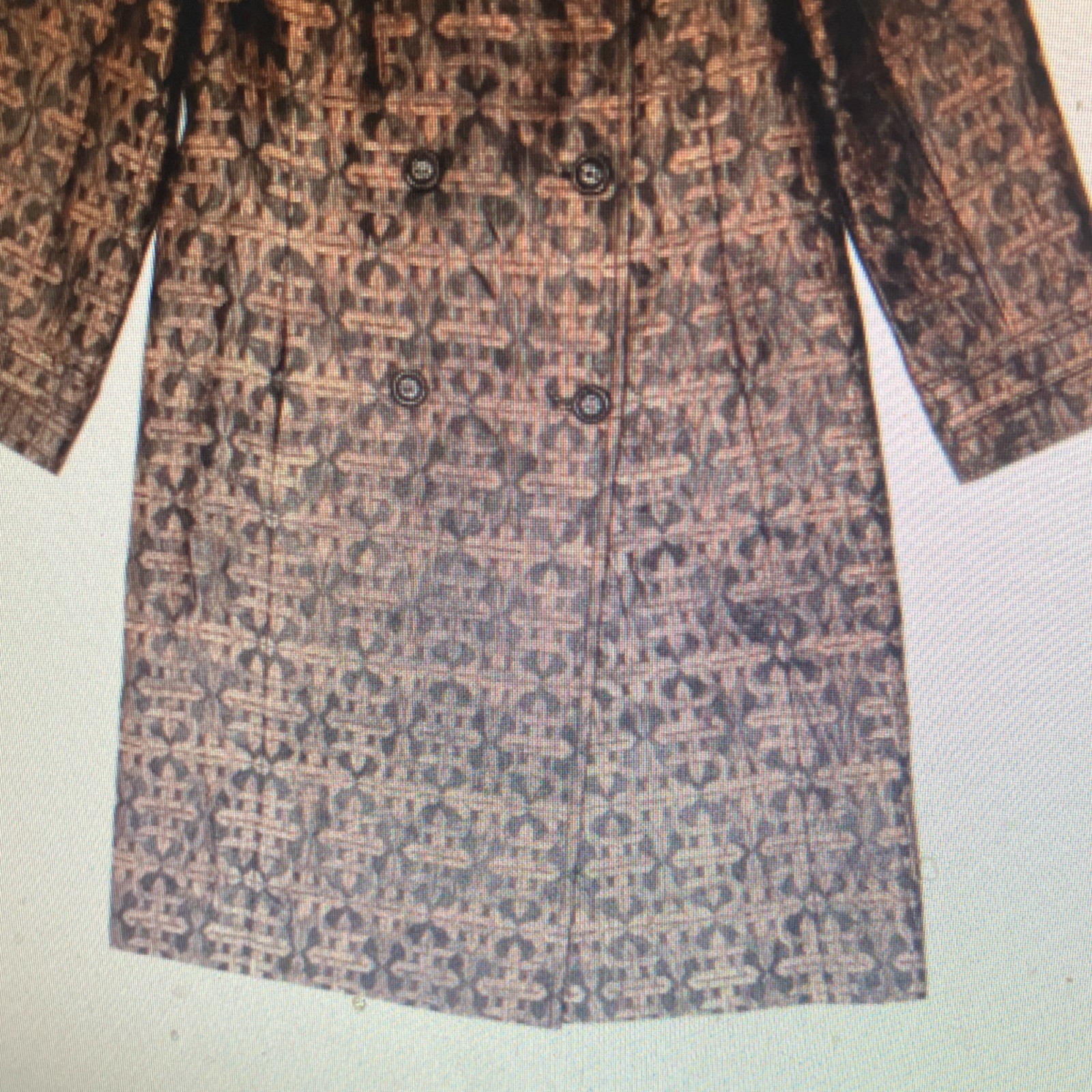 Geometric Pattern Double-Breasted Collared Long T… - image 2