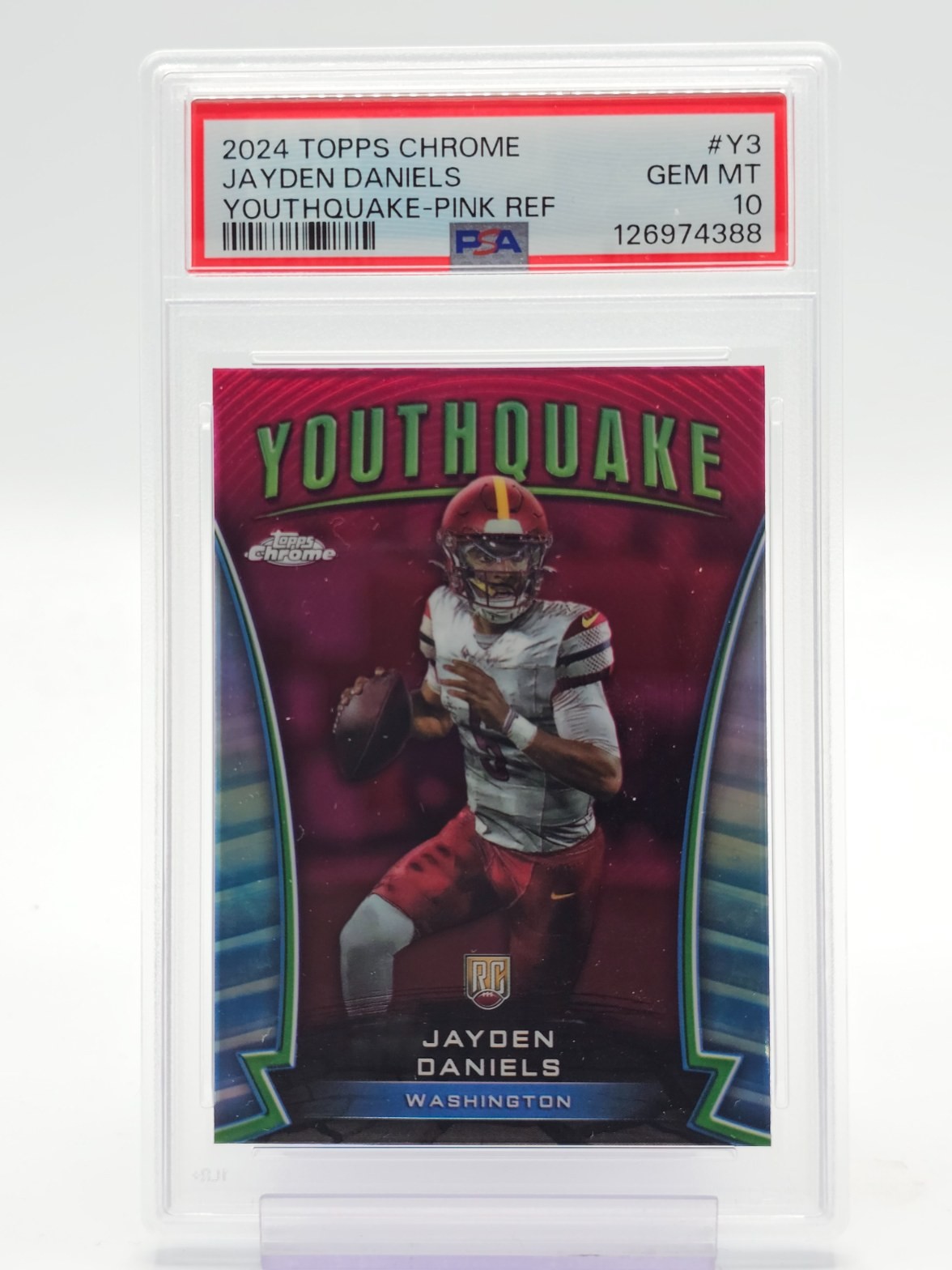 Jayden Daniels Topps Chrome Youthquake #Y3 Pink Refractor