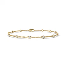 14K Yellow Gold 1Ct Round Lab Grown Diamond Station Bracelet