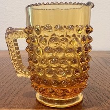 Fenton Art Glass Colonial Amber Hobnail Miniature Pitcher Creamer Vintage