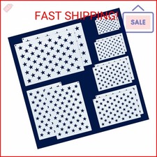 WISYOK 12 Pieces American Flag 50 Star Stencil Templates, 6 Sizes American Flag