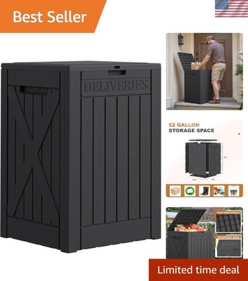 Package Delivery Box for Outside with Sign, 48 Gallon Black 48 Gal With Sign