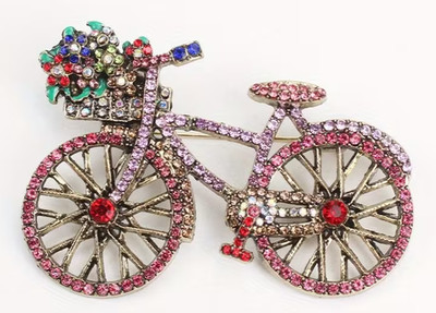 Grosse Originelle Brosche   Strass Bunt     Modeschmuck NEU Fahrrad