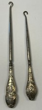 2 x ANTIQUE BUTTON HOOK STERLING SILVER HANDLE CHESTER 