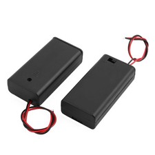 2Pack 2 x 3V AA Battery Holders Enclosed Case Box On-Off Switch 16cm Wire Black