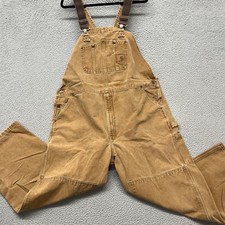 Carhartt Overalls Mens 46x30 Fits 44x29 Tan Double Knee Bib Work Wear Canvas