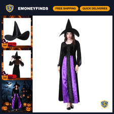 Wicked Witch Costume Dress with Hat for Women - Halloween Party Outfit, Spooky F
