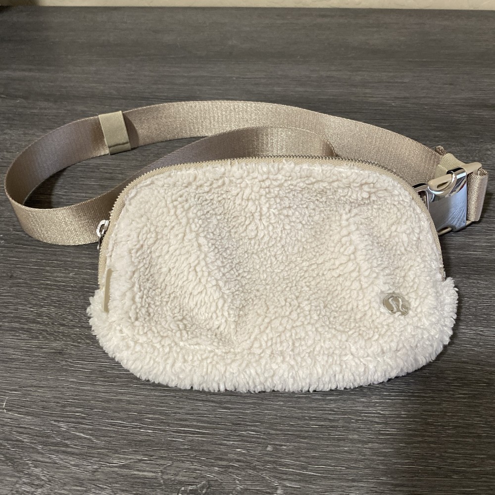 Lululemon Everywhere Fleece Belt Bag in Bone Gold White Sherpa Crossbody Sling