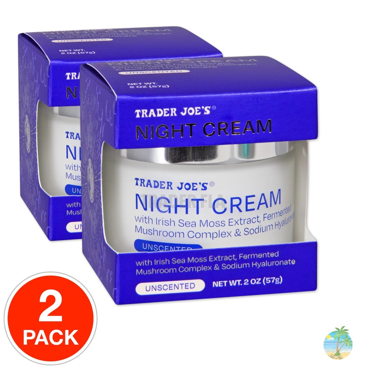 2Pack Trader Joes Night Cream Moisturizer w/Irish Sea Moss - Estée