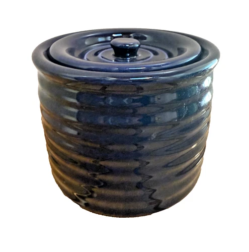 BAUER POTTERY RINGWARE SPICE JAR SMALL MIDNIGHT BLUE  4 3/4" X 3 3/4" NEW $55