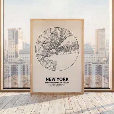 Personalisierter Kreis Stadtplan Druck individuell Stadt Lage Wandbild Geschenk