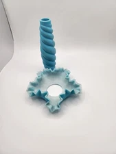 2 piece Glass Blue Bobeche and Candle Cover 4.5" W and Bobeche wax catcher 4"