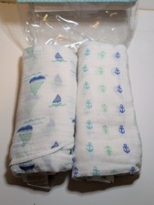 New Lot Of 2 Aden Anais Muslin Swaddle Plus Sailing Boat Sea Blankets Cotton