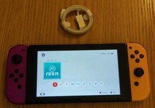 NEAR MINT CONDITION Nintendo Switch Console 32GB Neon Purple & Orange Joycons V2
