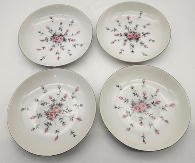 4 Vintage 1950's Harmony House Rosebud Light Dawn Gray Japan Fruit Bowls