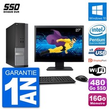 PC Dell Optiplex 3020 SFF Ecran 27" G3220 RAM 16Go SSD 480Go Windows 10 Wifi