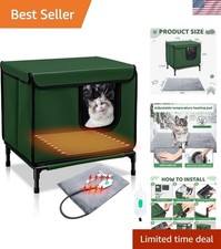 Heated Cat House for Outside, Upgrade Insulated  Weatherproof Heated Outdoor