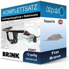 Für Fiat Bravo 04.2007-jetzt BRINK Anhängerkupplung starr + 13polig E-Satz neu