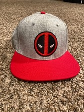 Used Marvel Deadpool Hat Cap Adult Snapback Red Black Gray Adjustable Cotton