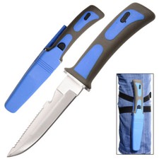 Sawtail Drop Point Diving Swimming Scuba Stainless Steel Knife with Strap- 9 In