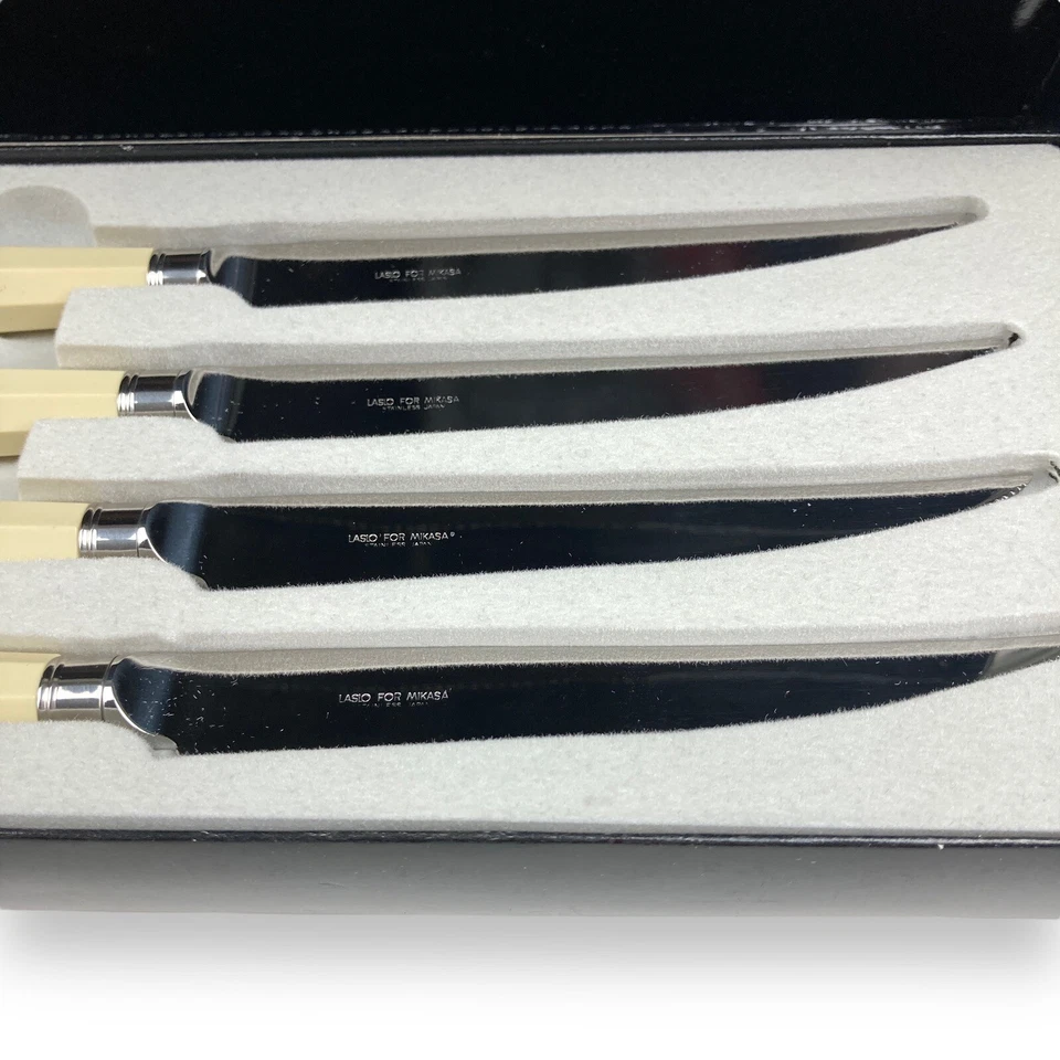 Mikasa by Larry Laslo Waldorf 4 件套牛排刀套装日本不锈钢米色手柄 — 第 4/4 张图片