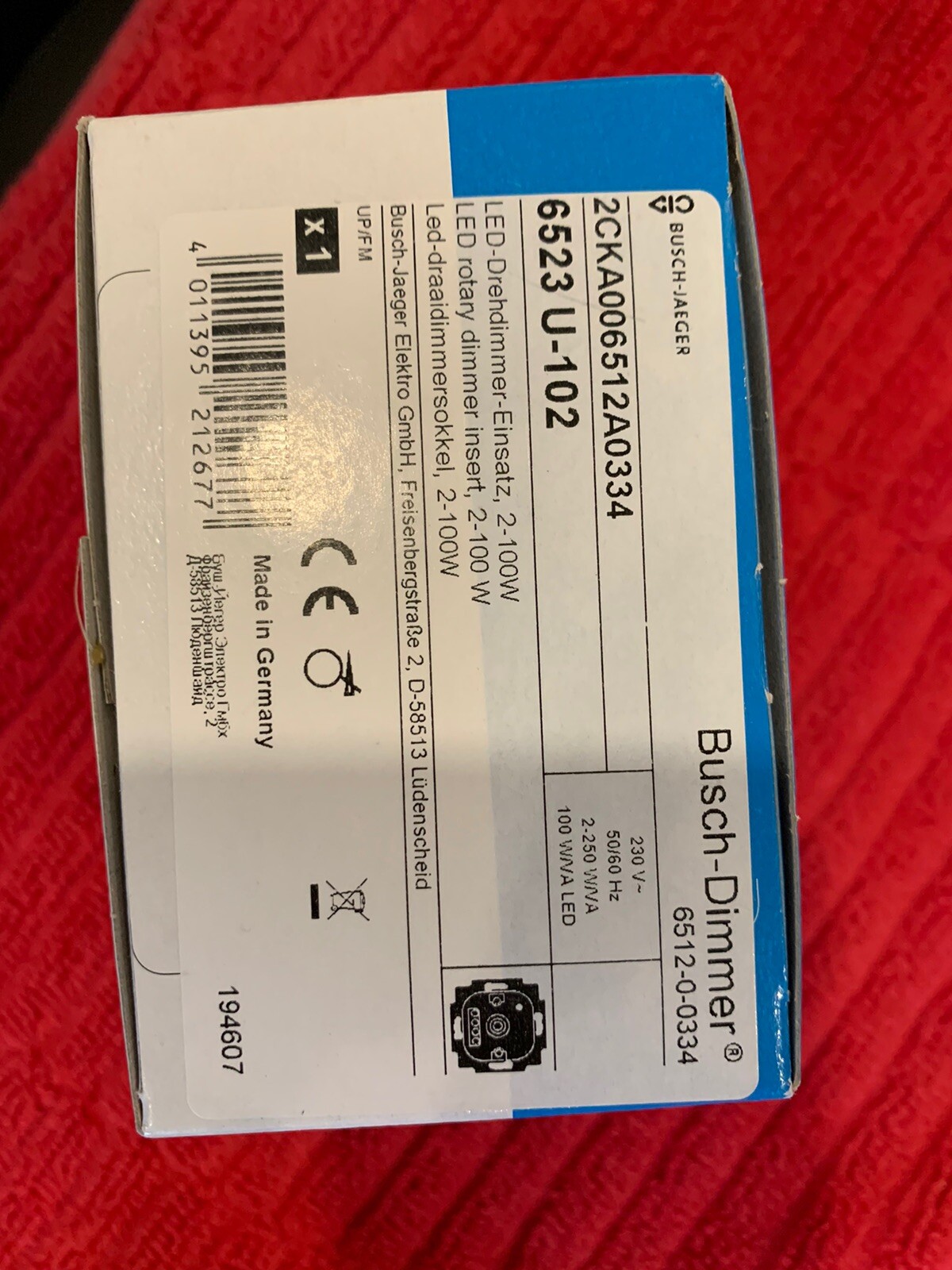 Busch-Jaeger Dreh Dimmer Einsatz UP LED 2-100W 6523 U-102