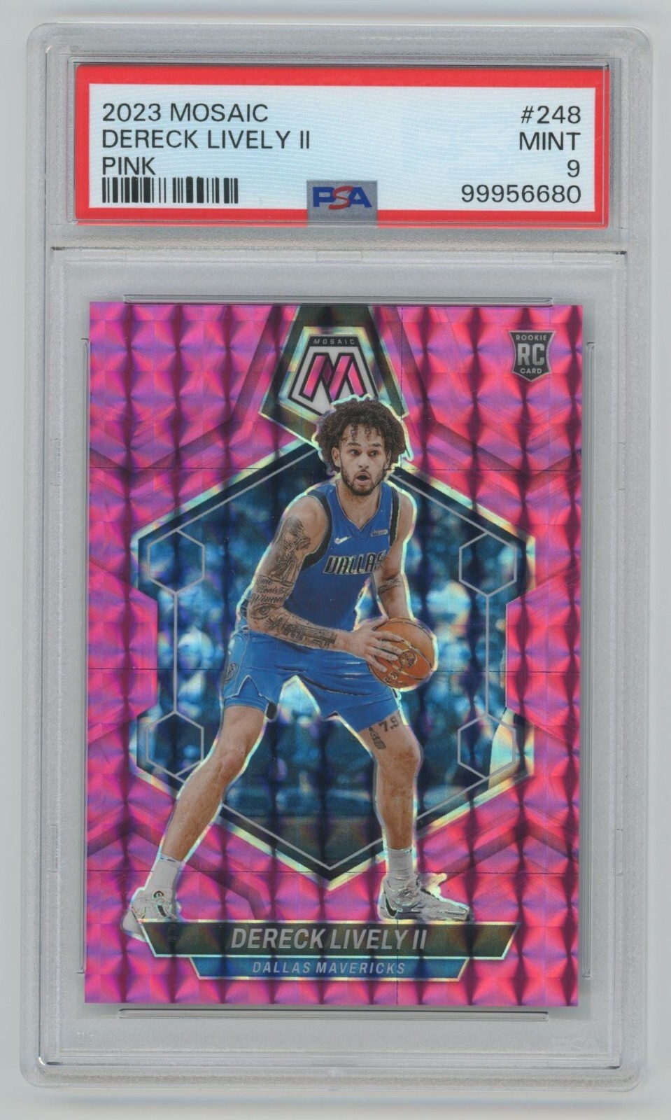 2023-24 Mosaic Dereck Lively II #248 Pink RC #/149 PSA 9 MAVERICKS
