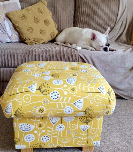 Storage Footstool Porter & Stone Balmoral Tartan Check Fabric Pouffe Ochre - Picture 18 of 55