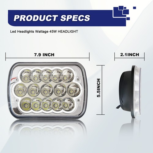 2x LED Headlights 5x7 7x6 Hi/Low Beam For Wrangler YJ XJ Cherokee Truck Van - Bild 2 von 9