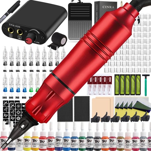 Tattoo Machine Kit Rotary Tattoo Pen Set with Power Supply Cartridge Needles Ink - Bild 26 von 29