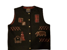 Woolrich Vest 100 Wool Bear Cabin Hunting Womens Sz. M .John Rich And Bros.